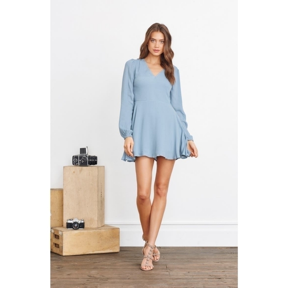 Lovers & Friends Blue Shimmy Skater Dress Size M
